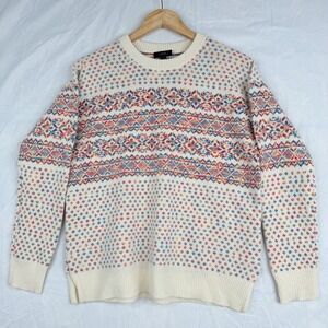 J Crew Sweater Women's SZ-Small 100% Wool Colorful Fair Isle Knit Pullover
